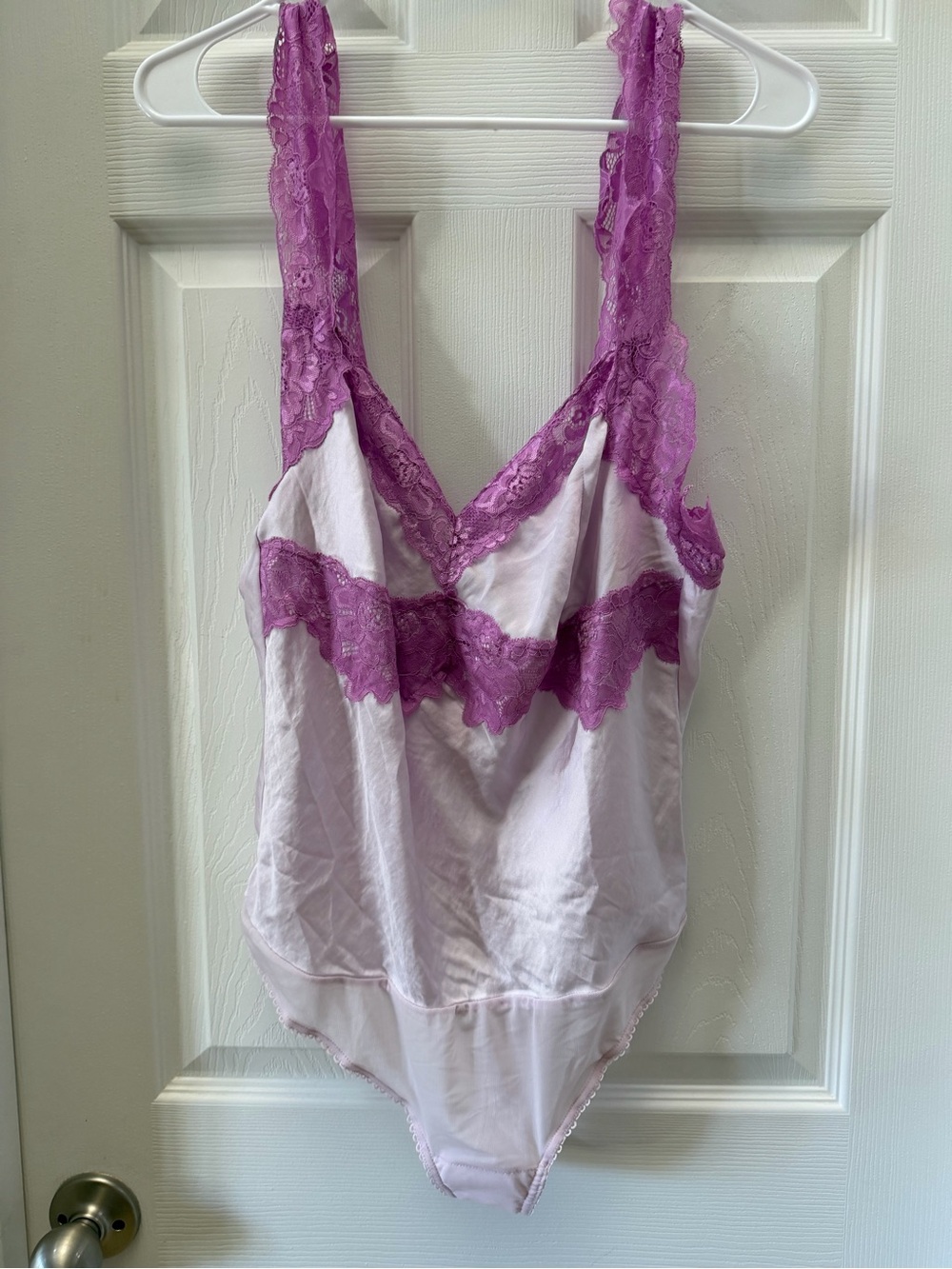 Intimately Free People Purple Satin Floral Lace Bodysuit Size Large